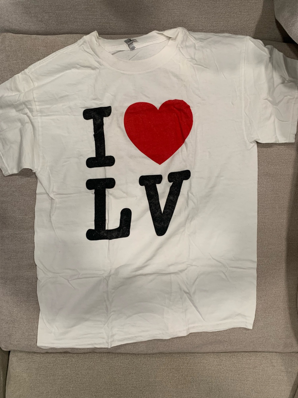 Alstyle “I ❤️ LV” Tee with Black Letters and Red Heart Graphic